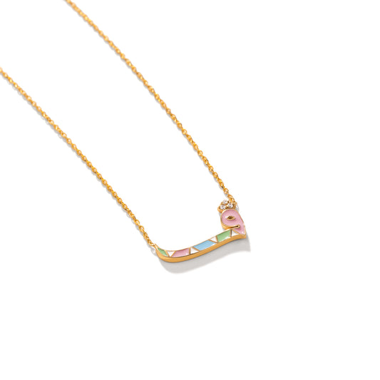 Enamel Letter ف Chain Necklace