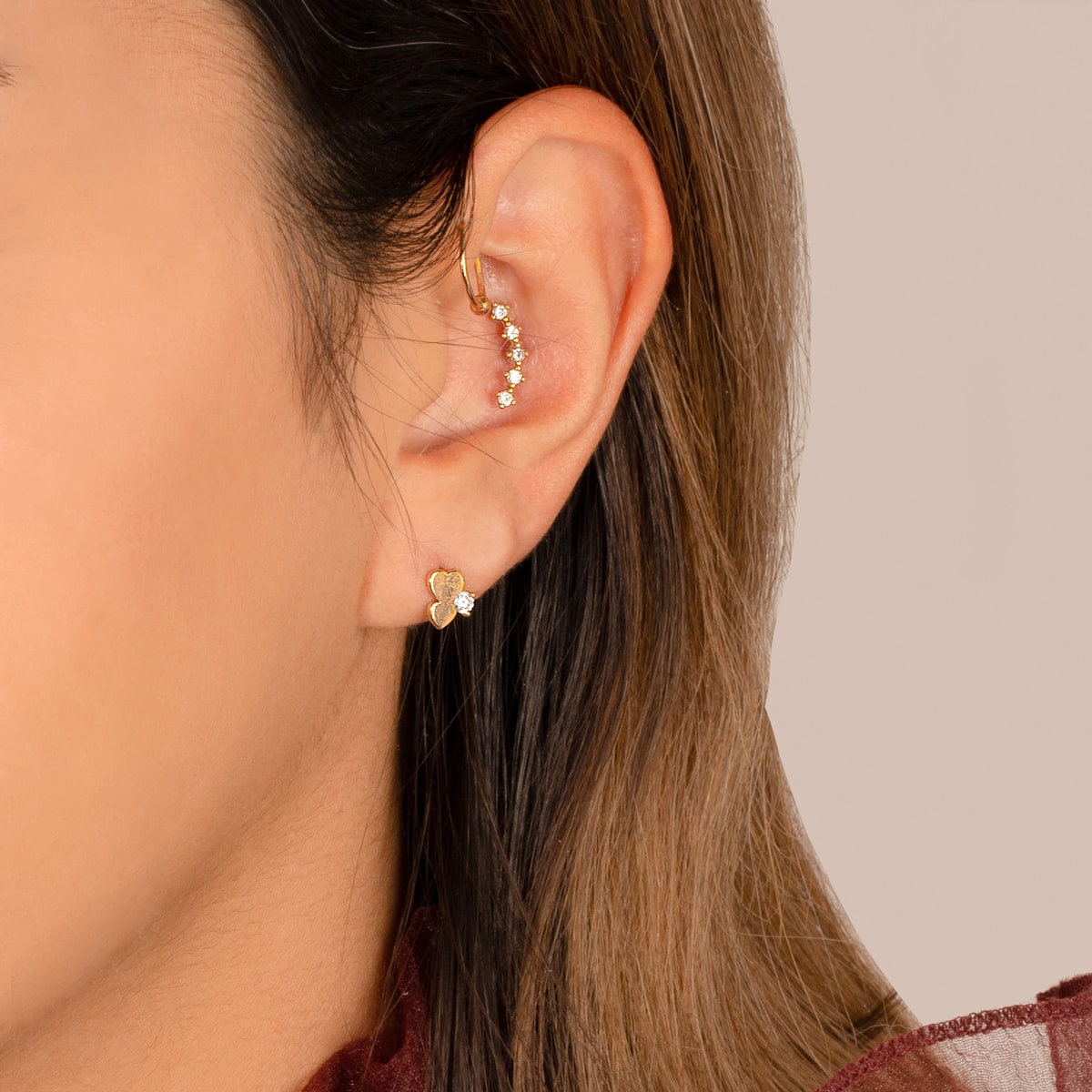 Double Heart Stud Earrings
