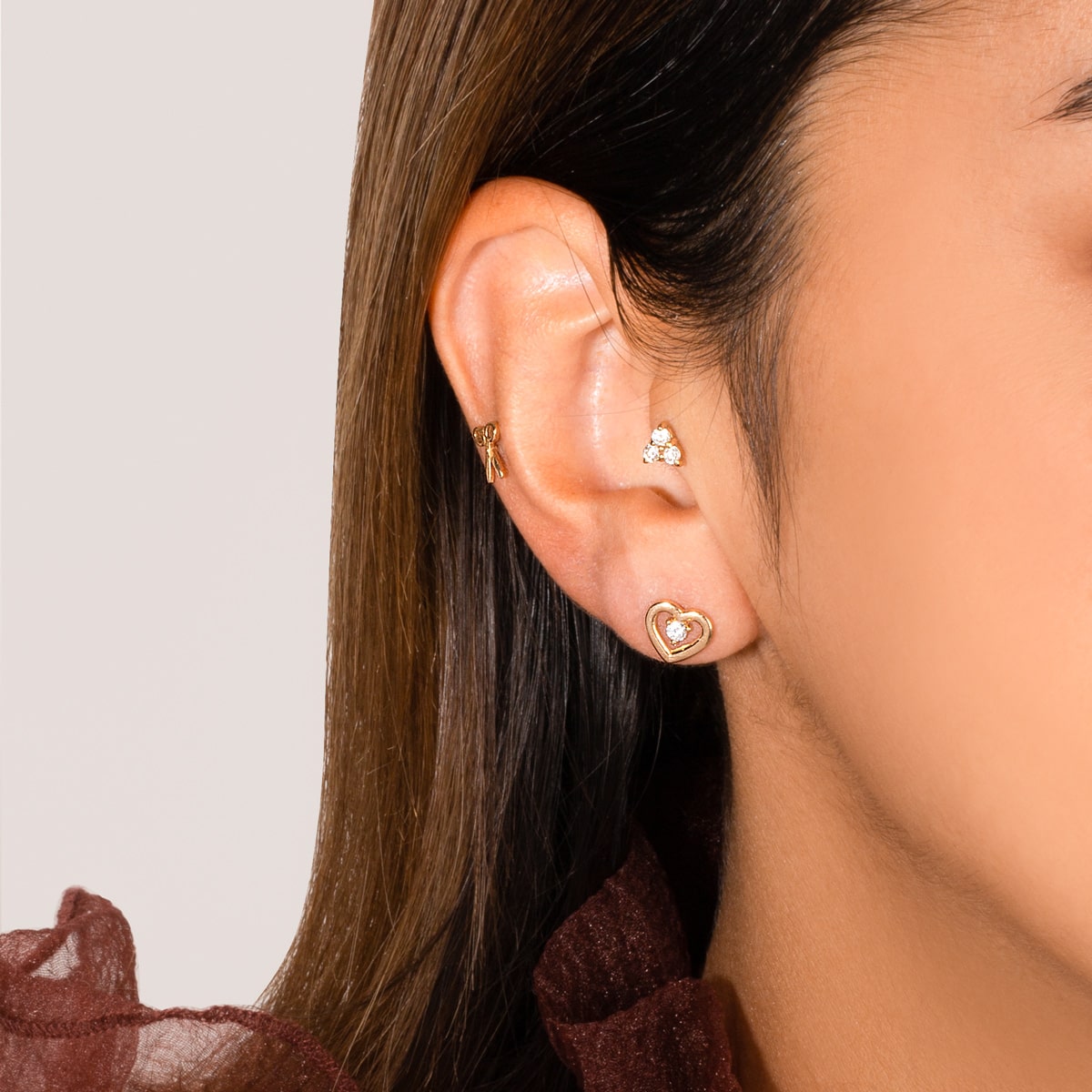 Shining Heart Stud Earrings