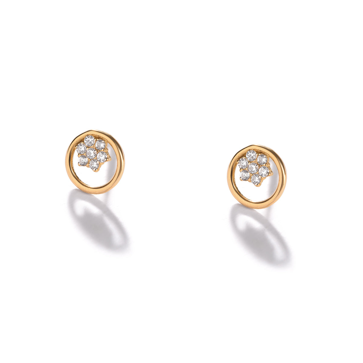 Circle and Flower Stud Earring