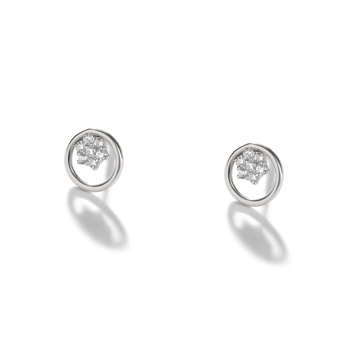 Circle and Flower Stud Earring