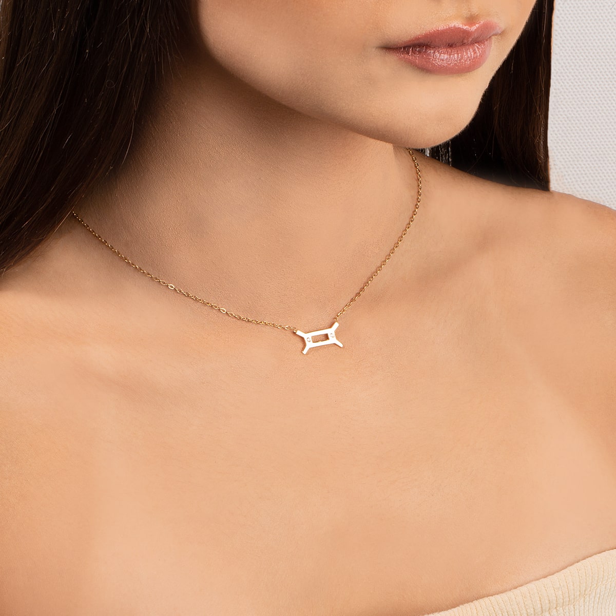 Gemini Zodiac Sign Diamond Necklace