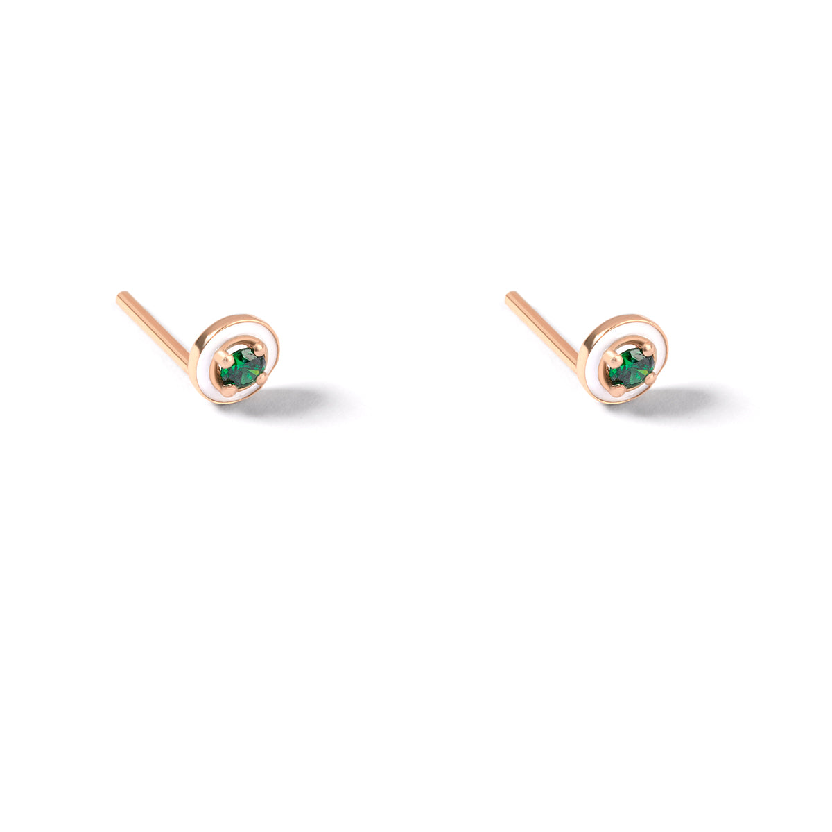 Green Luna White Enamel Stud Earring
