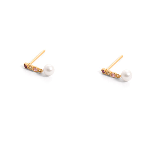 Pink Luna And Pearl Stud Earring