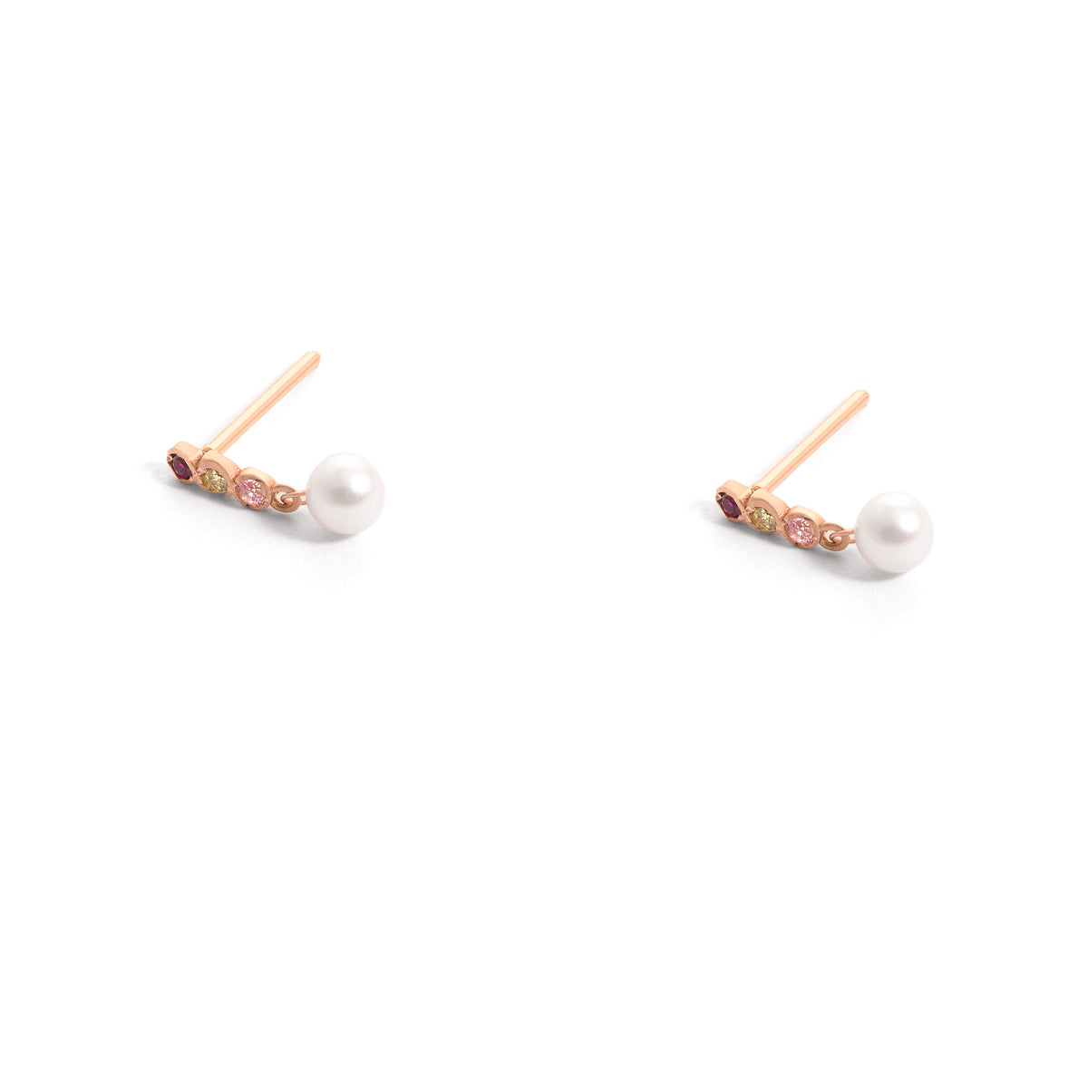 Pink Luna And Pearl Stud Earring