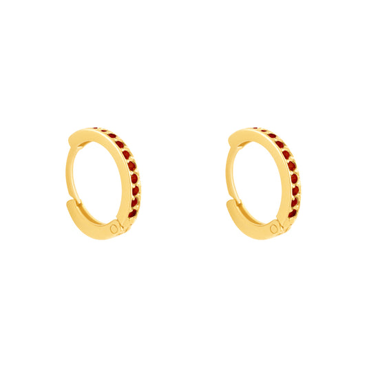 Red Gemstone Hoop Earring
