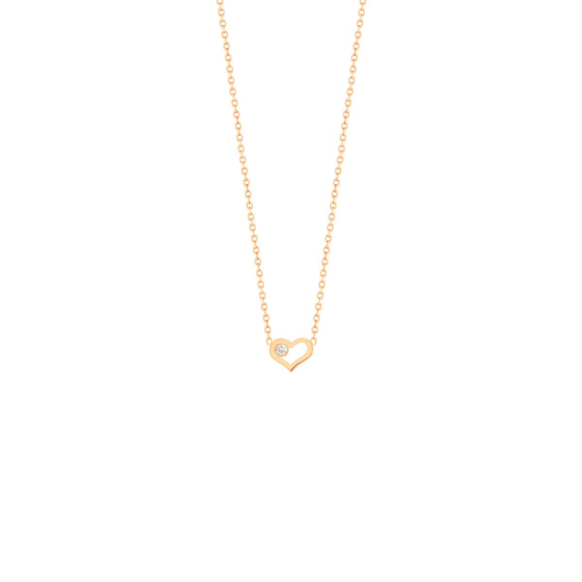 Heart and Diamond Chain Necklace