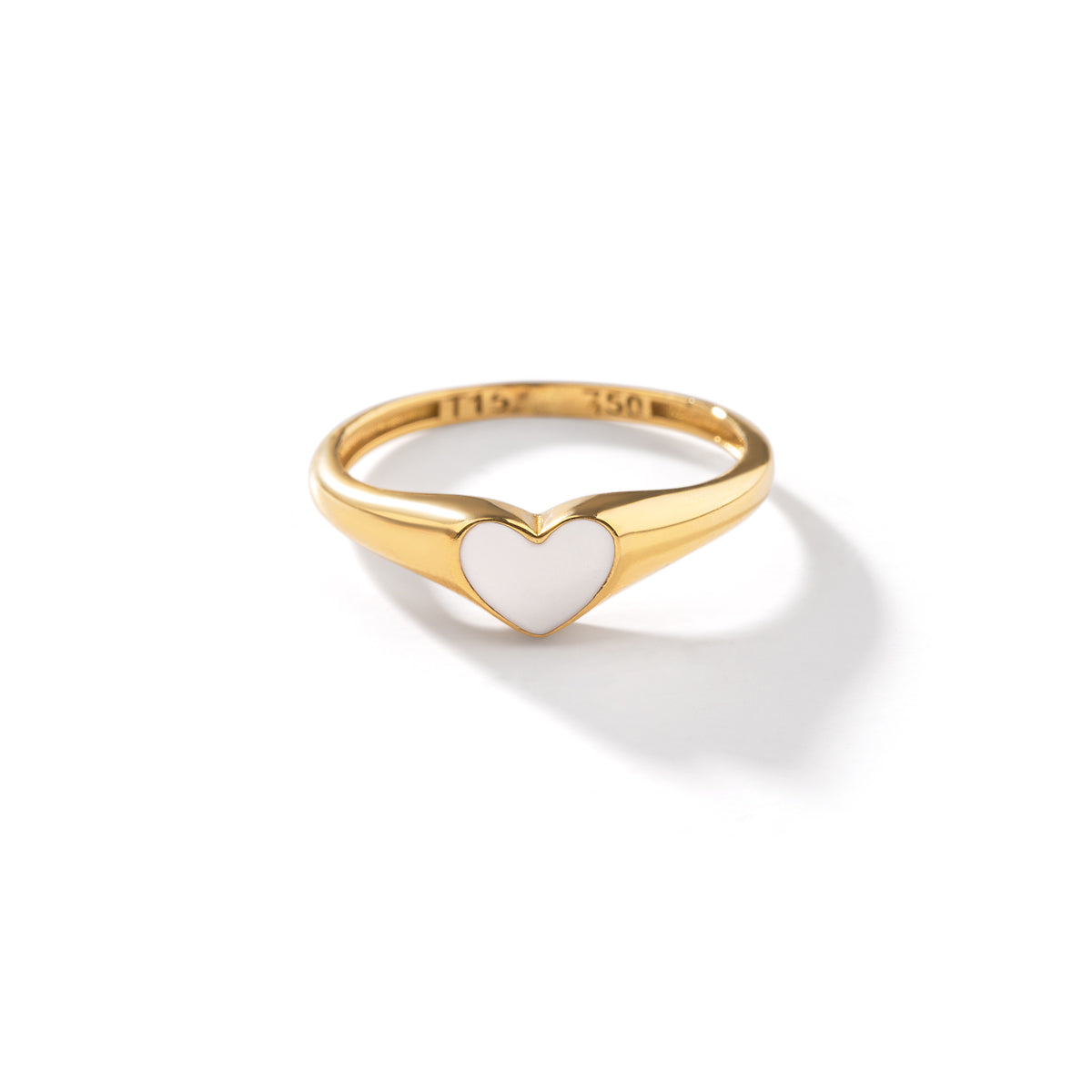 White Heart Enamel Ring