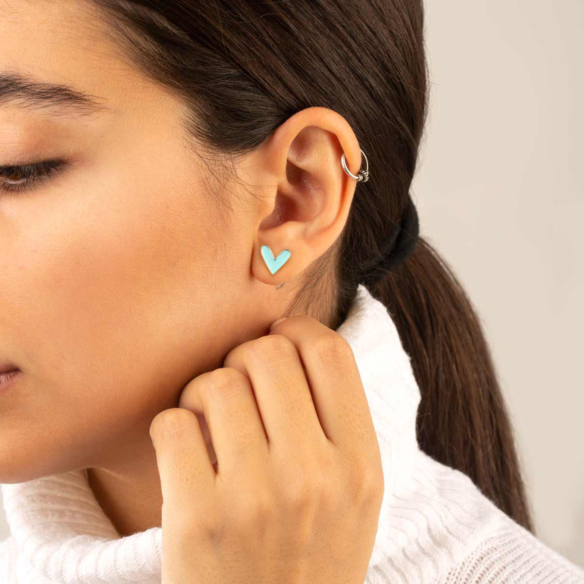Blue Heart Stud Earring