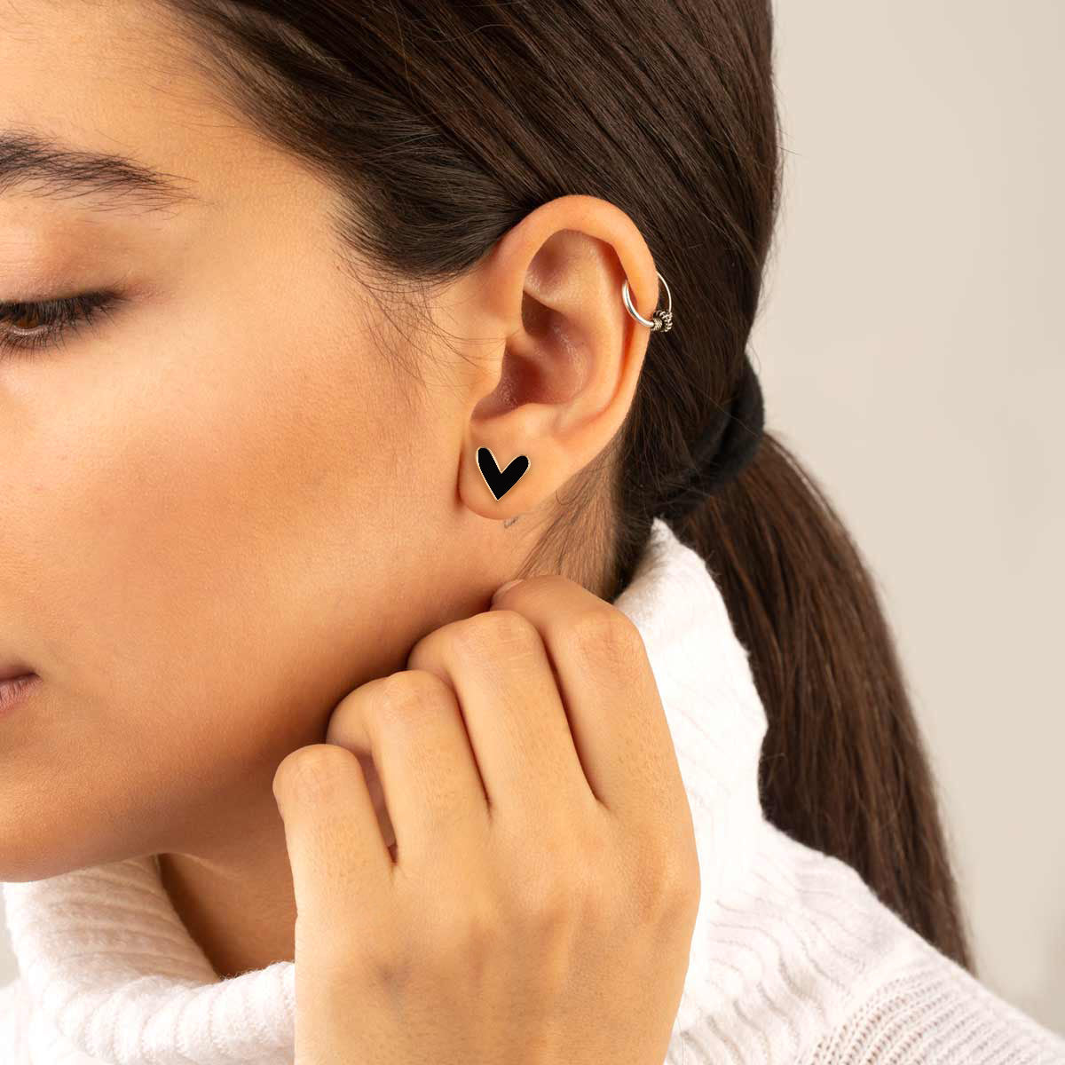 Black Heart Stud Earring