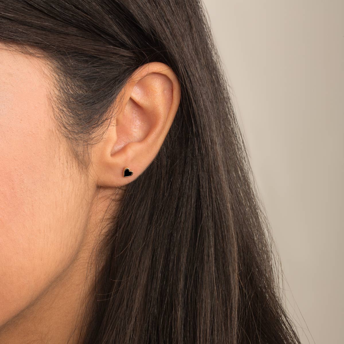 Black Mini Heart Stud Earring