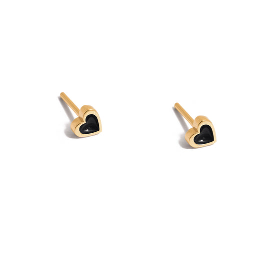 Black Mini Heart Stud Earring